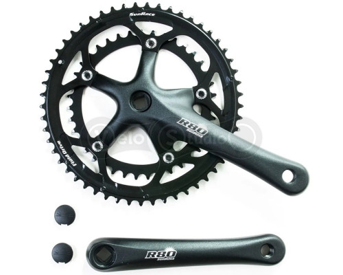 Шатуни SunRace FCR810 під квадрат, 170 мм, 53-39T, на 8/7/ швидкостей, чорні