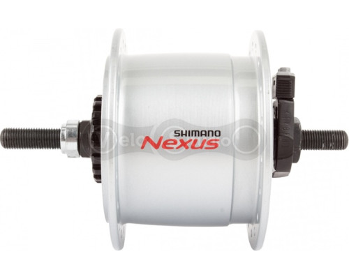 Динамо-втулка Shimano DH-C6000-3N-NT, NEXUS, 6V 2.4W, 36H, Roller Brake, 100X140MM, на гайках, серебро