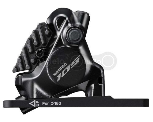 Каліпер гідравлічного гальма Shimano BR-R7170-F, 105, FLAT MOUNT передній адаптер 140/160мм, колодка L05A RESIN PAD(W/FIN)