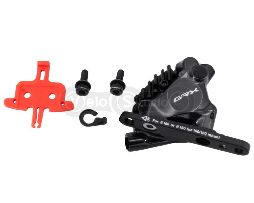 Каліпер гідравлічного гальма Shimano BR-RX820, GRX, передній, FLAT MOUNT, 140/160MM ротор, колодка L05A RESIN PAD(W/FIN)