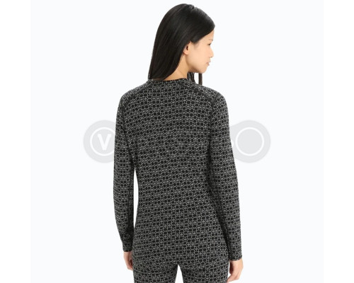 Термофутболка із довгим рукавом ICEBREAKER 250 Vertex LS Crewe Alpine Geo WOMEN BLACK/SNOW/J M