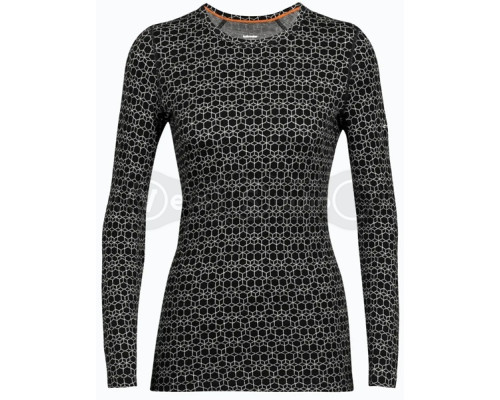 Термофутболка із довгим рукавом ICEBREAKER 250 Vertex LS Crewe Alpine Geo WOMEN BLACK/SNOW/J S