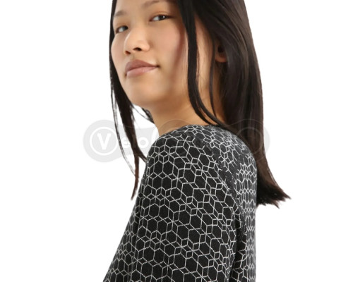 Термофутболка із довгим рукавом ICEBREAKER 250 Vertex LS Crewe Alpine Geo WOMEN BLACK/SNOW/J S