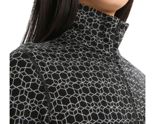 Термофутболка з довгим рукавом ICEBREAKER 250 Vertex LS Half Zip Alpine Geo WOMEN BLACK/SNOW/J S