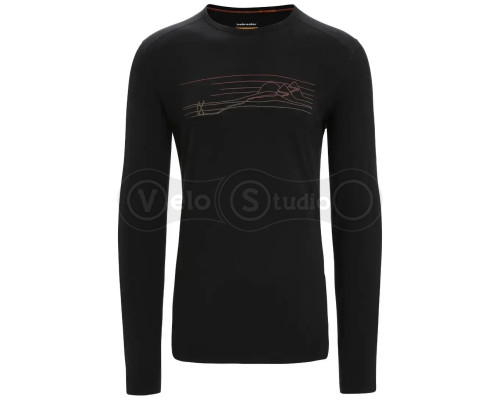 Термофутболка с длинным рукавом ICEBREAKER 200 Oasis LS Crewe Alps 3D MEN BLACK M