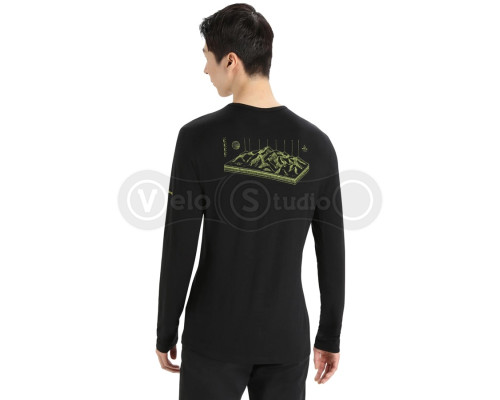 Термофутболка с длинным рукавом ICEBREAKER 200 Oasis LS Crewe Alps 3D MEN BLACK M