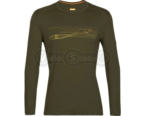 Термофутболка с длинным рукавом ICEBREAKER 200 Oasis LS Crewe Ski Stripes MEN LODEN M