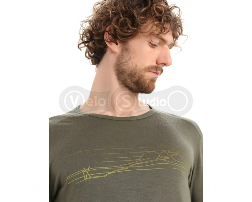 Термофутболка с длинным рукавом ICEBREAKER 200 Oasis LS Crewe Ski Stripes MEN LODEN M