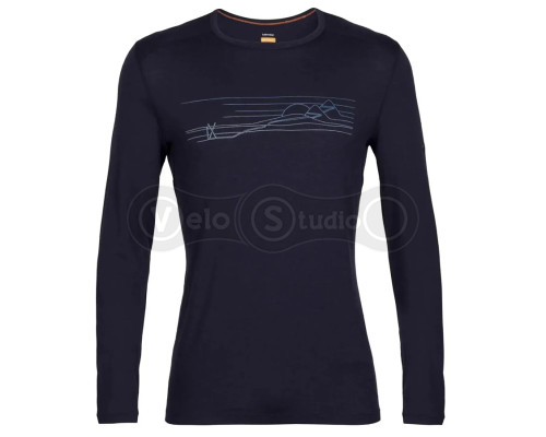 Термофутболка с длинным рукавом ICEBREAKER 200 Oasis LS Crewe Ski Stripes MEN MIDNIGHT M
