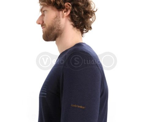 Термофутболка с длинным рукавом ICEBREAKER 200 Oasis LS Crewe Ski Stripes MEN MIDNIGHT M