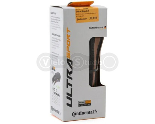 Покришка Continental Ultra Sport III 28 | 700 x 28C чорна/коричнева складана skin