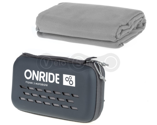 Полотенце из микрофибры ONRIDE Wipe 15 серое (100х50) в кейсе
