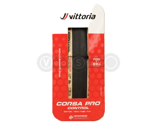 Вело покришка Vittoria Corsa PRO Control 700x30c TLR, бежева боковина