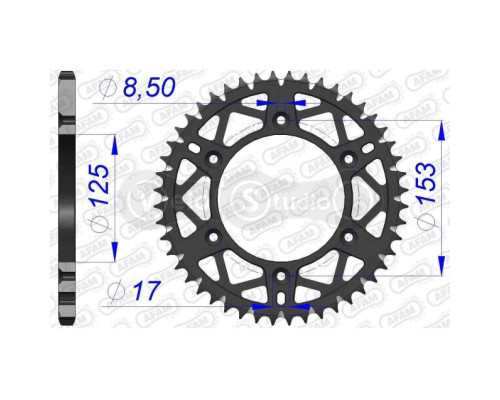 Задняя звезда AFAM 520 AL-Grooved Chainwheel 11212 - Honda [Gun Metal], 53z