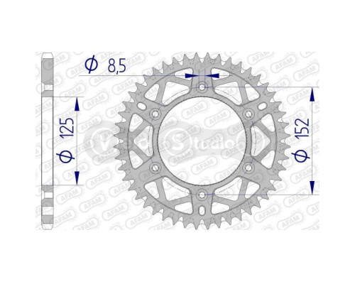 Задня зірка AFAM 520 AL-Grooved Chainwheel 39300 - Beta [Gun Metal], 48z
