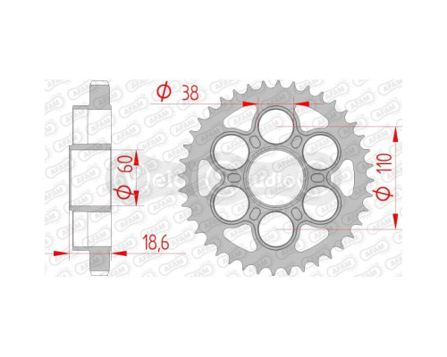 Задняя звезда AFAM 530 Steel Chainwheel 50900 - Ducati [Silver], 40z