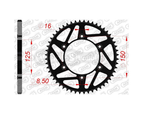 Задня зірка AFAM 520 K-Steel Chainwheel 71304K - KTM [Black], 48z