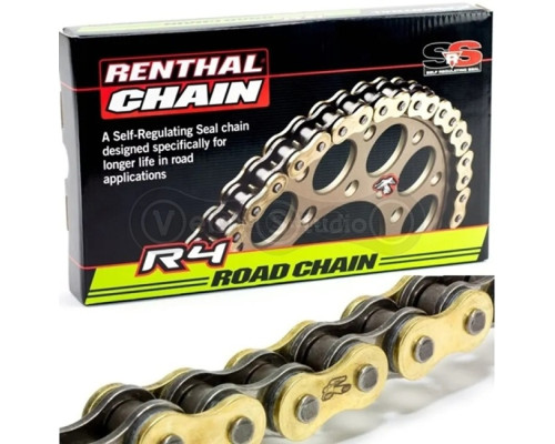 Цепь Renthal R4 Road SRS Chain - 525 [Gold], 525-118L / Seal Ring