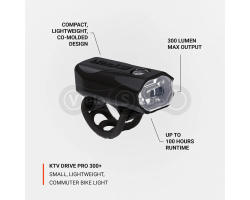 Передня фара LEZYNE KTV DRIVE PRO 300+ FRONT чорна 300 люмен Y17
