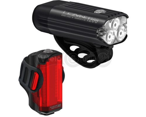 Комплект фара и мигалка с радаром Lezyne Radar React чёрный 1000/250 люмен Y19