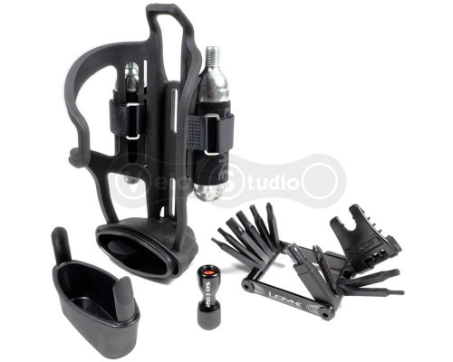 Флягодержатель Lezyne Tubeles Flow Storage Loaded с мультитулом V PRO 17 баллоны СО2