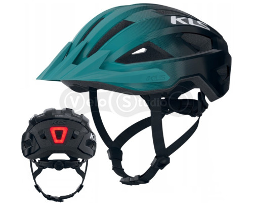 Вело шолом KLS Daze Lumio з мигалкою (USB Type-C), синьо-зелений S/M (52-55см)