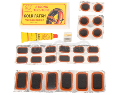 Набір для ремонту камер Cold Patch 24 шт. + клей 20 мл пластикова коробка