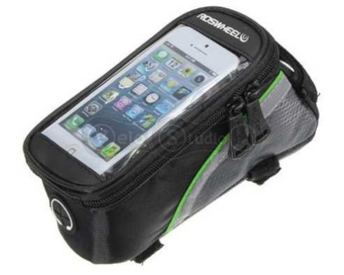 Сумка на раму под смартфон Roswheel 6.5 12496L-A5 цвет черный/зеленый
