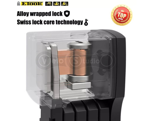 Вело замок фолдинговый ETOOK ET510L 5 х 900 мм чёрный