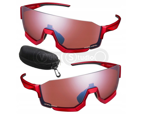 Вело окуляри Shimano AeroLite 2 Photochromic червоні
