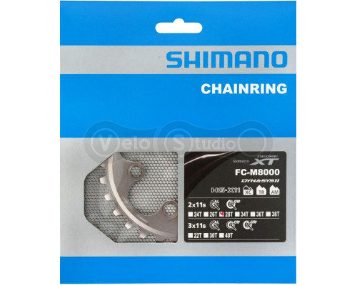 Звезда шатунов Shimano FC-M8000 DEORE XT 28 зубьев, BD для 38-28T 11 скоростей