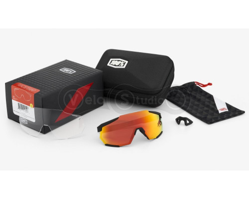Окуляри Ride 100% RaceTrap - Soft Tact Black - HiPER Red Multilayer Mirror Lens