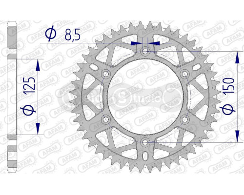 Задняя звезда AFAM 520 AL-Grooved Chainwheel 72304 - KTM [Gun Metal], 51z