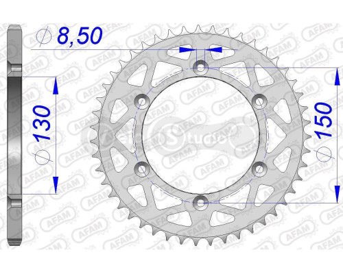 Задняя звезда AFAM 520 Aluminium Chainwheel 13323N - Yamaha [Silver], 52z