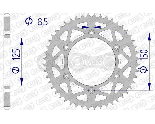 Задняя звезда AFAM 520 Aluminium Chainwheel 72304N - KTM [Silver], 50z