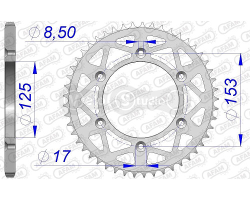 Задня зірка AFAM 520 Aluminium Chainwheel 11212N - Honda [Silver], 50z