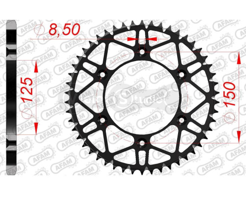 Задня зірка AFAM 520 SLK-Steel Chainwheel 71304SLK - KTM [Black], 53z