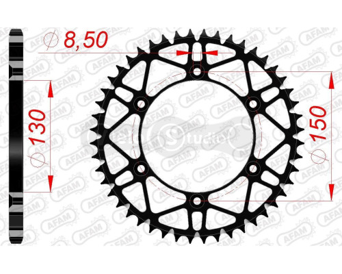 Задня зірка AFAM 520 SLK-Steel Chainwheel 12323SLK - Yamaha [Black], 48z