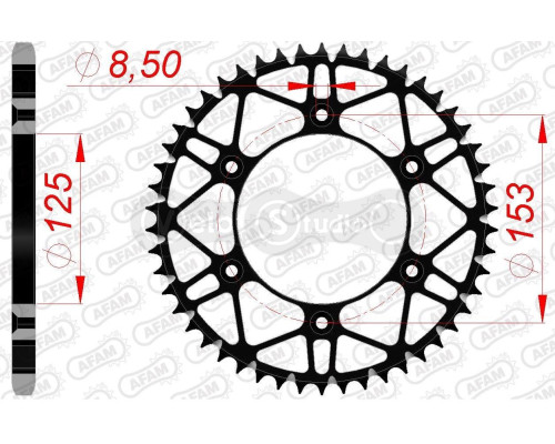 Задняя звезда AFAM AFAM 520 SLK-Steel Chainwheel 10212SLK - Honda [Black], 50z