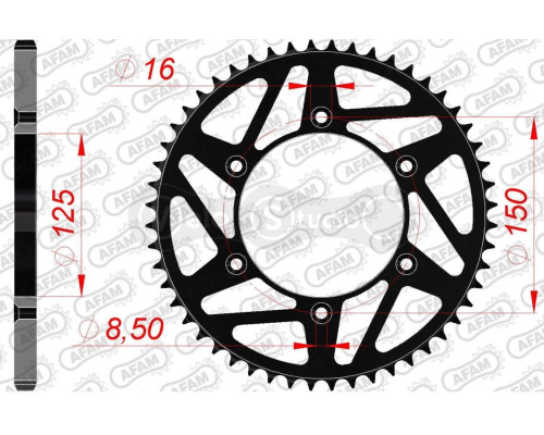 Задня зірка AFAM 520 K-Steel Chainwheel 71304K - KTM [Black], 49z