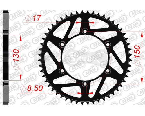 Задня зірка AFAM 520 K-Steel Chainwheel 12323K - Yamaha [Black], 48z