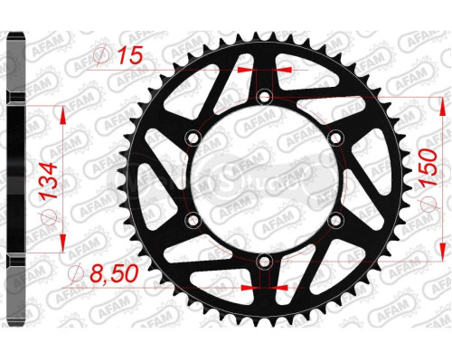 Задня зірка AFAM 520 K-Steel Chainwheel 16206K - Kawasaki [Black], 50z