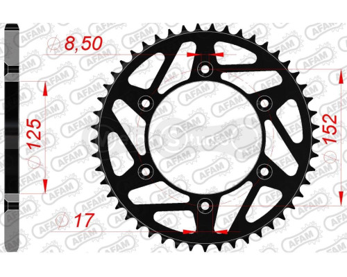 Задня зірка AFAM 520 K-Steel Chainwheel 38300K - Beta [Black], 49z