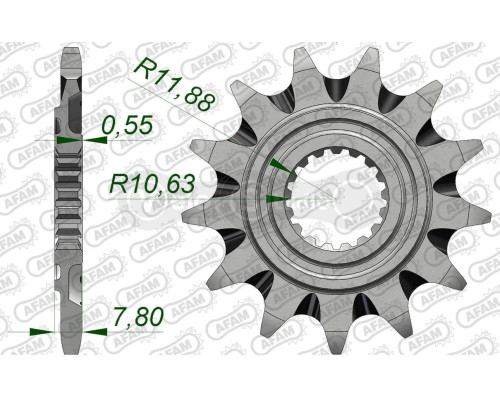 Передня зірка AFAM 520 Grooved Sprocket 20324 - Honda, 13z