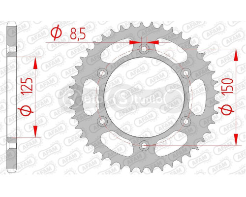 Задня зірка AFAM 520 Steel Chainwheel 71304 - KTM [Silver], 40z