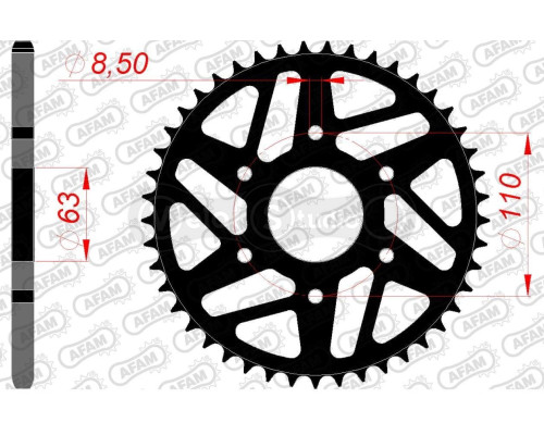 Задняя звезда AFAM 520 Steel Chainwheel 71202 - KTM [Black], 42z
