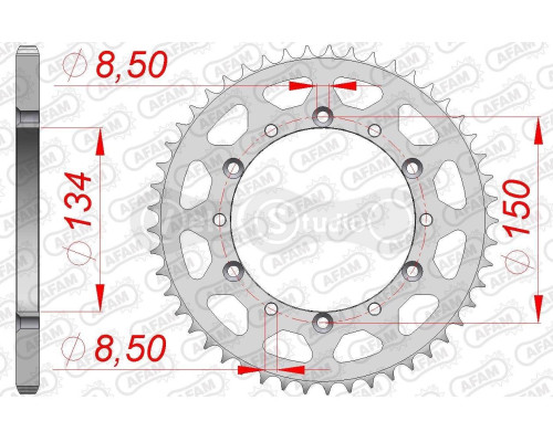 Задня зірка AFAM 520 Steel Chainwheel 16204 - Kawasaki [Silver], 49z
