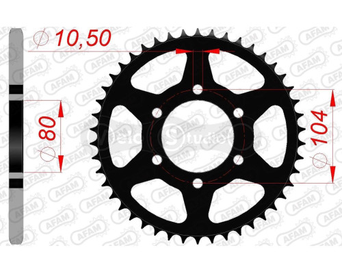 Задня зірка AFAM 520 Steel Chainwheel 16606 - Kawasaki [Black], 45z