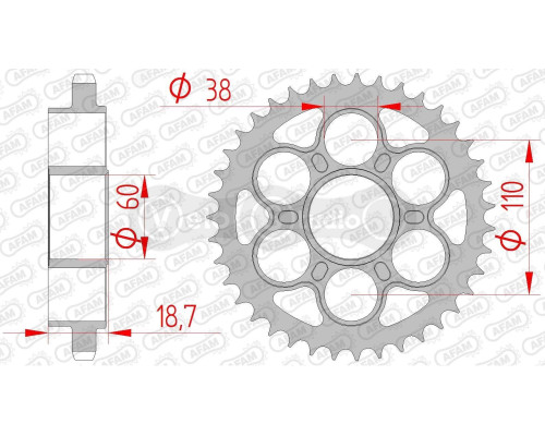 Задняя звезда AFAM 525 Steel Chainwheel 50901 - Ducati [Silver], 42z