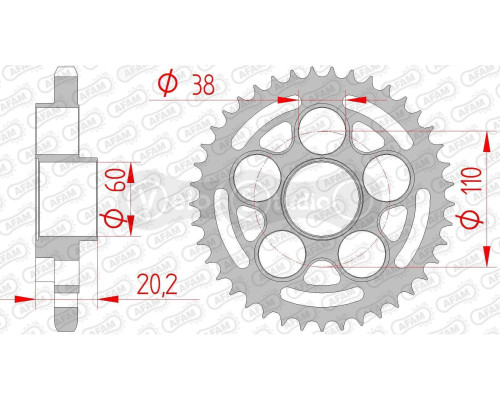 Задня зірка AFAM 525 Steel Chainwheel 50800 - Ducati [Silver], 43z
